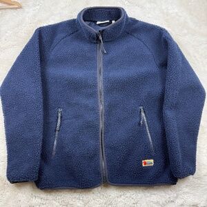 Fjallraven Vardag Pile Fleece Two Layer Teddy Jacket Navy Blue Women's Large